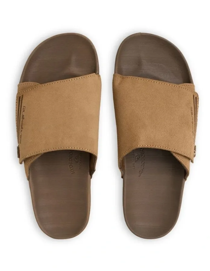 Quiksilver Sunset Suede Slides in Tan