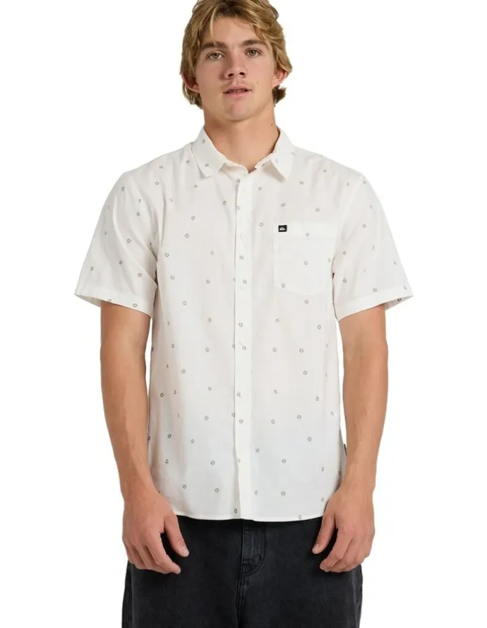 Quiksilver Apero Classic Short Sleeve Shirt Snow White Ditsy Hibiscus