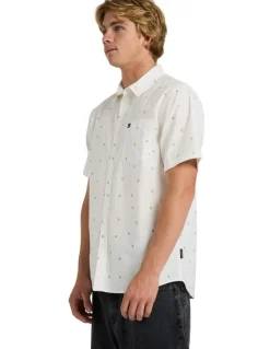 Quiksilver Apero Classic Short Sleeve Shirt Snow White Ditsy Hibiscus