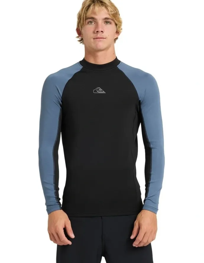 Quiksilver Everyday Heat Panel Long Sleeve Rash Vest in Black