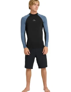Quiksilver Everyday Heat Panel Long Sleeve Rash Vest in Black