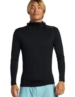 Quiksilver Highline Hooded Long Sleeve Rash Vest in Black