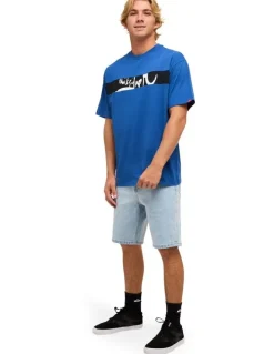 Quiksilver Impaired Panel Oversized T-Shirt In Monaco Blue