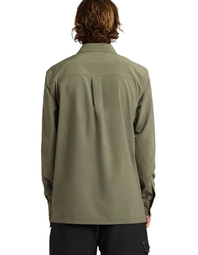 Quiksilver Longline Performance Long Sleeve Shirt In Dusty Olive