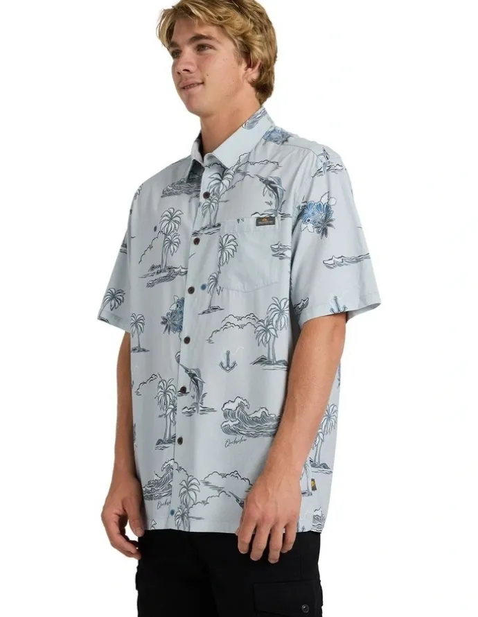 Quiksilver Ocean Short Sleeve Shirt In Grey Violet
