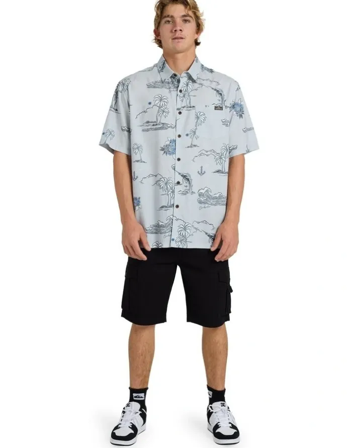 Quiksilver Ocean Short Sleeve Shirt In Grey Violet