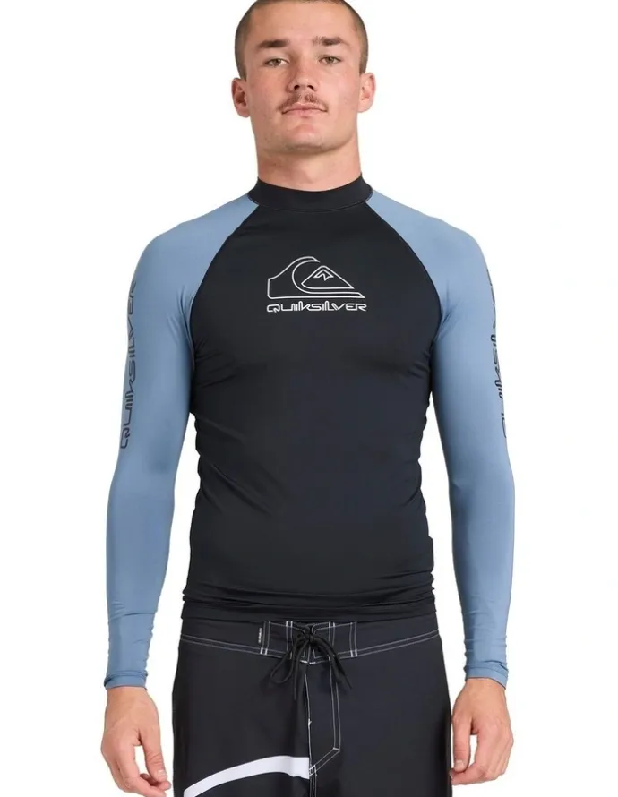 Quiksilver On Tour Long Sleeve Rash Vest in Blue