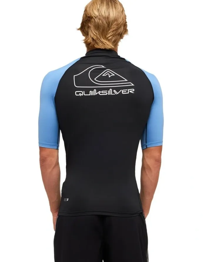Quiksilver On Tour Short Sleeve Rash Vest in Blue