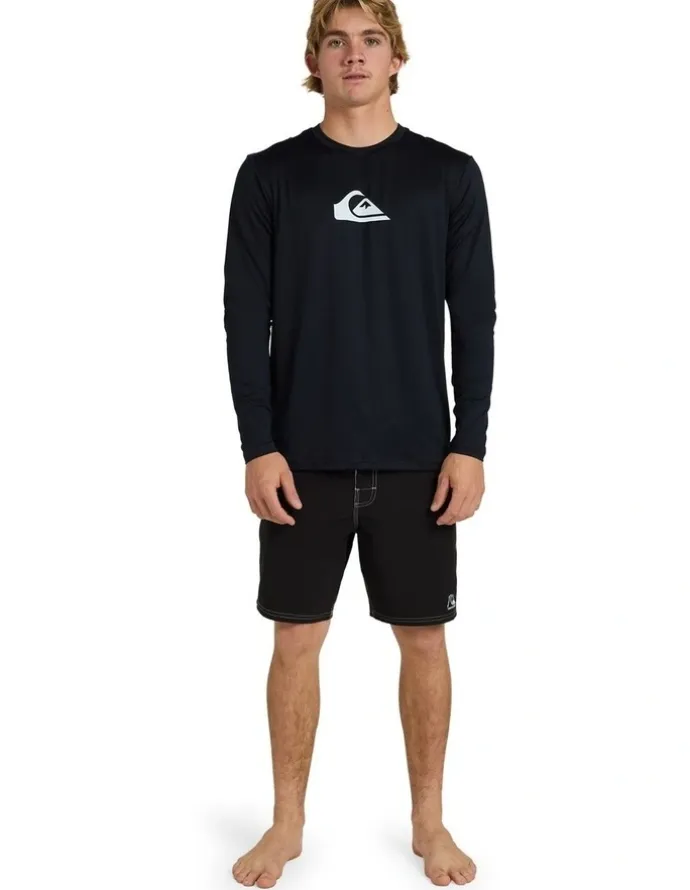 Quiksilver Solid Streak Long Sleeve Surf T-shirt in Black