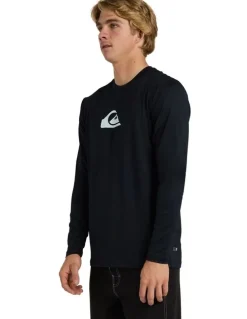 Quiksilver Solid Streak Long Sleeve Surf T-shirt in Black
