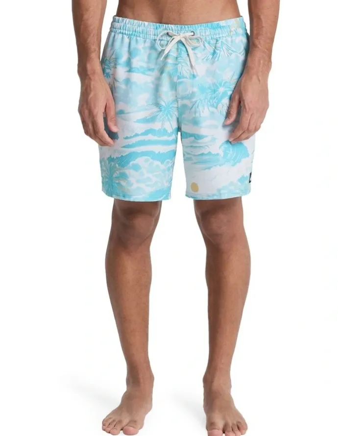 Quiksilver Stretch Printed Volley 17 Swim Shorts Aqua Sundown