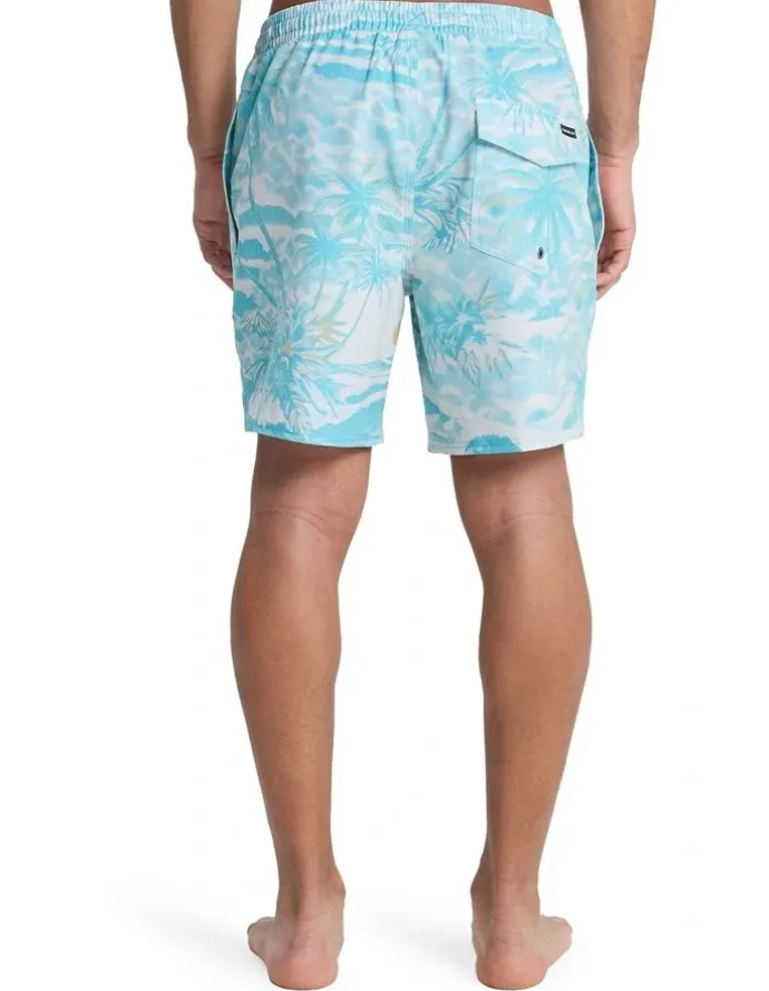 Quiksilver Stretch Printed Volley 17 Swim Shorts Aqua Sundown