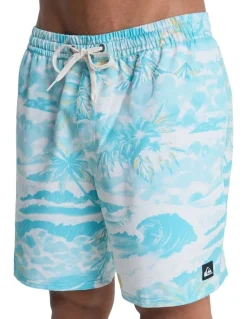 Quiksilver Stretch Printed Volley 17 Swim Shorts Aqua Sundown