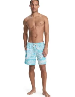 Quiksilver Stretch Printed Volley 17 Swim Shorts Aqua Sundown