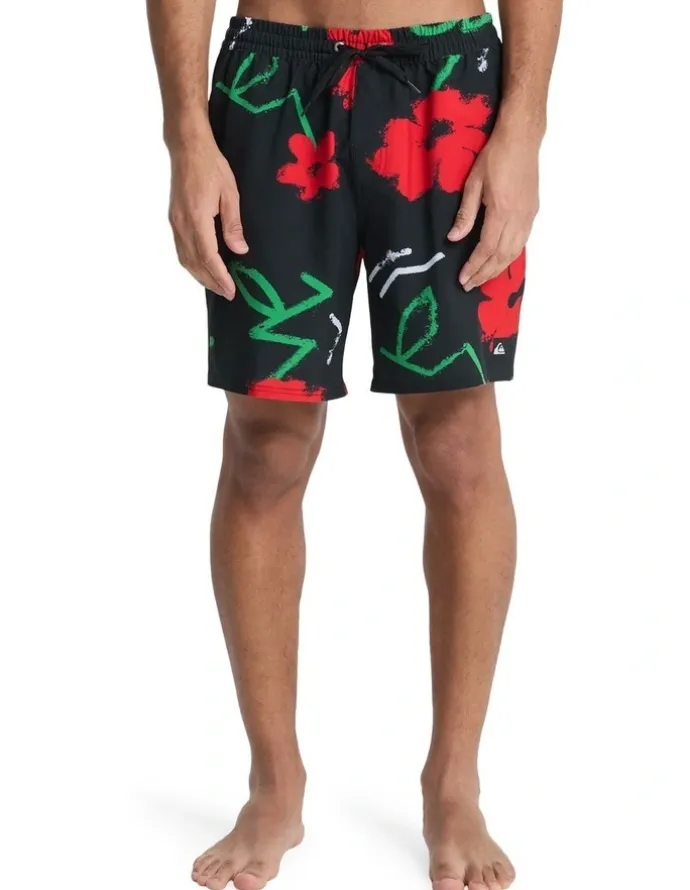 Quiksilver Stretch Printed Volley 17 Swim Shorts Black Street Floral