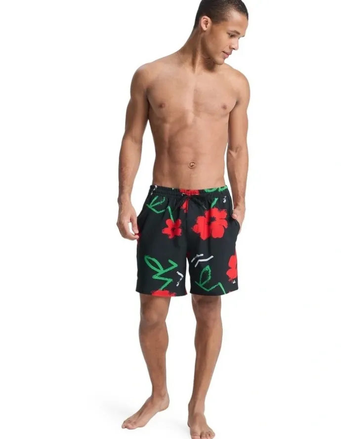 Quiksilver Stretch Printed Volley 17 Swim Shorts Black Street Floral