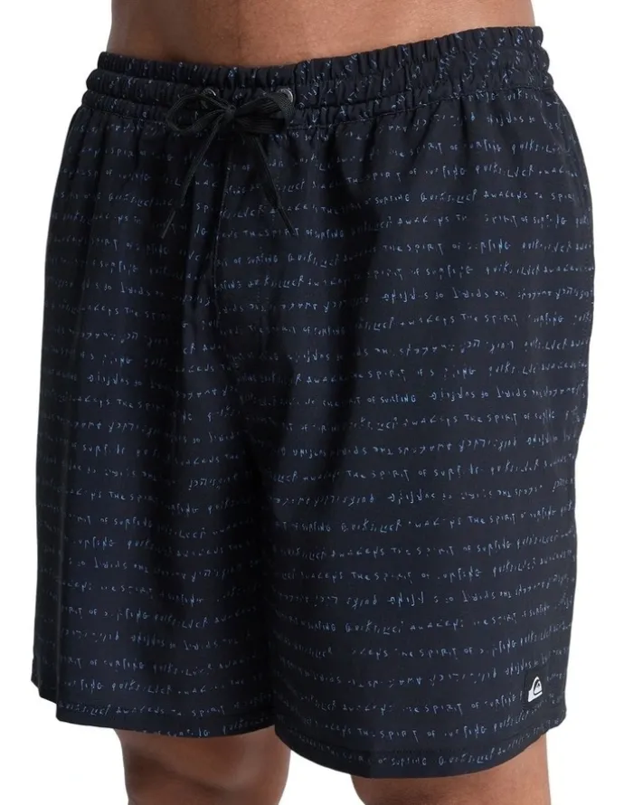 Quiksilver Stretch Printed Volley 17 Swim Shorts Black Quik Thoughts