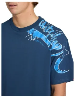 Quiksilver YG Scrawled Oversized T-Shirt Dark Denim