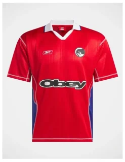 Reebok Obey Jersey Tops In Vector Red