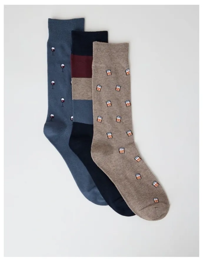 Regatta 3 Pack Drinks Soft Top Socks