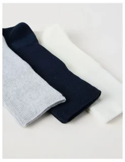 Regatta 3 Pack Loose Top Crew Sports Socks in Ivory, Navy, and Grey