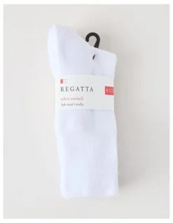 Regatta 3 Pack Loose Top Crew Sports Socks in White
