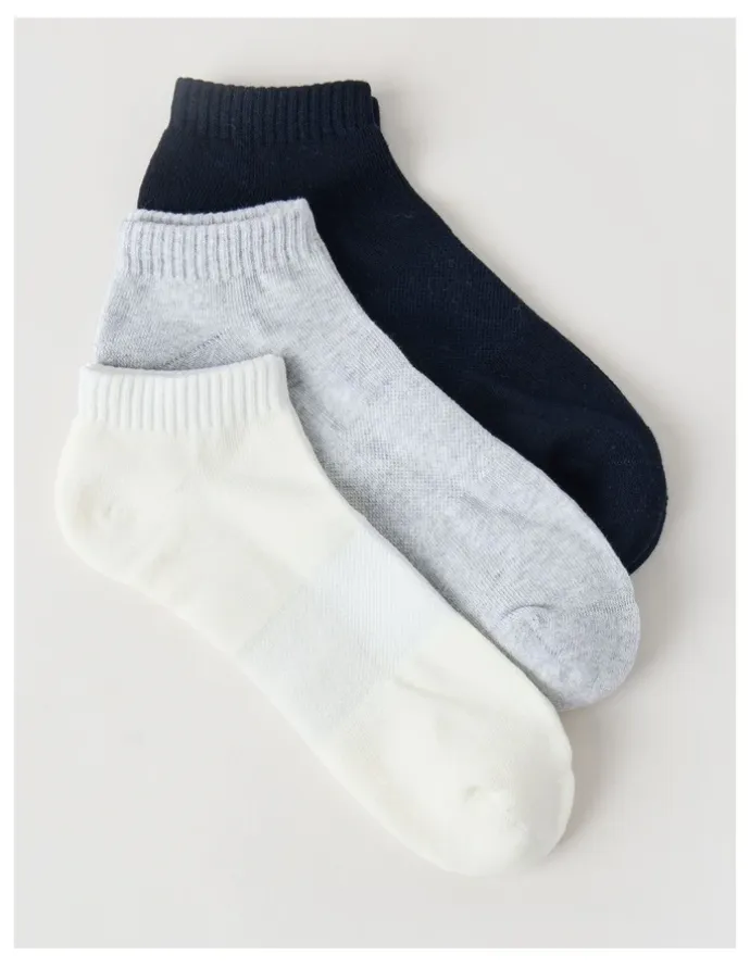 Regatta 3 Pack Low Cut Sport Socks in Ivory, Navy, and Grey