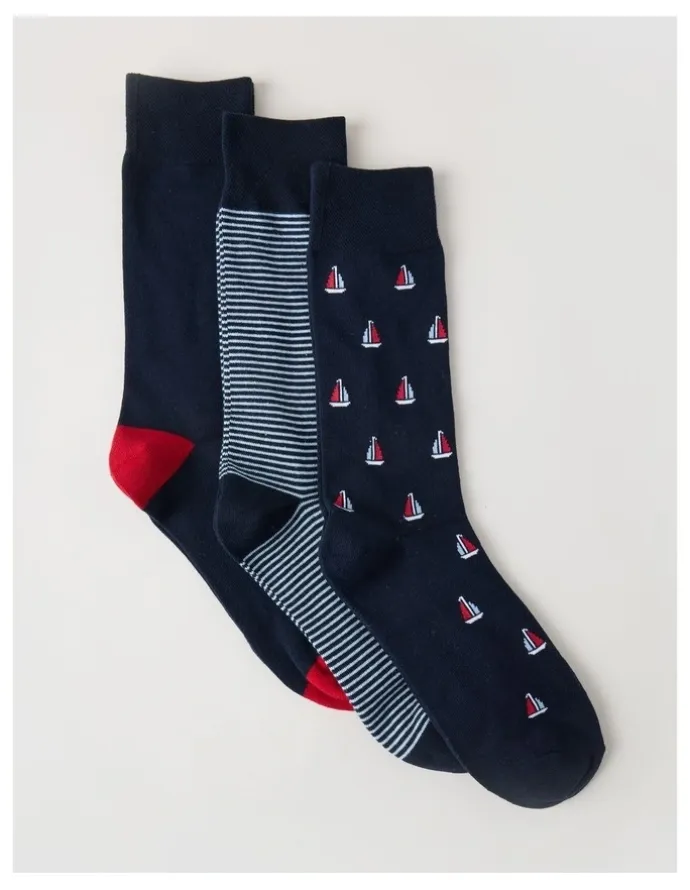 Regatta 3 Pack Nautical Soft Top Socks