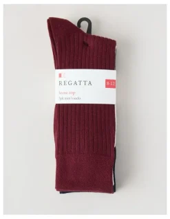 Regatta 3 Pack Soft Top Rib Socks in Plum, Ivory and Navy