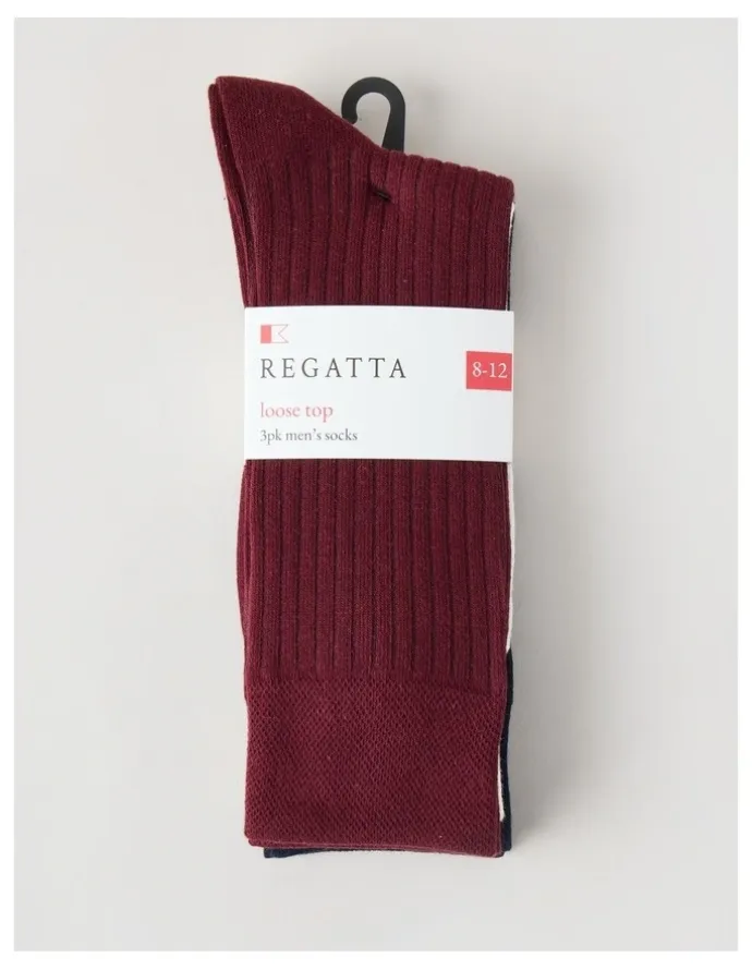 Regatta 3 Pack Soft Top Rib Socks in Plum, Ivory and Navy