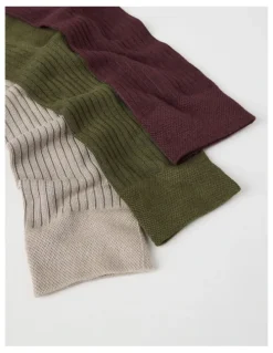 Regatta 3 Pack Soft Top Rib Socks in Cobblestone, Forest, and Burgundy