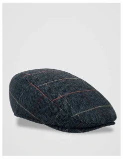 Regatta Check Driving Cap Herringbone Hat Navy