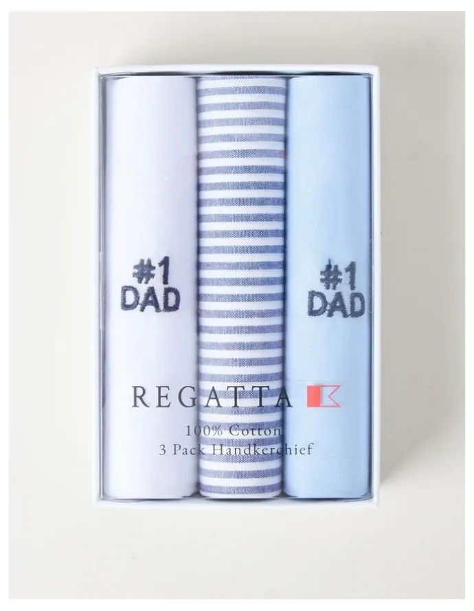 Regatta 3pk Hankies #1 Dad in Multi