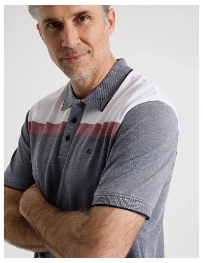 Regatta Birdseye Chest Stripe Polo in Navy