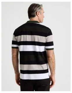 Regatta Birdseye Multi Stripe Polo in Khaki