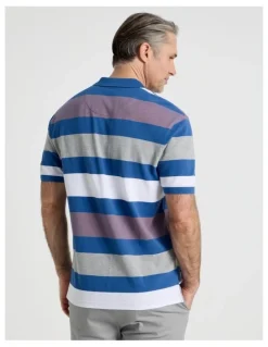 Regatta Birdseye Multi Stripe Polo in Coral
