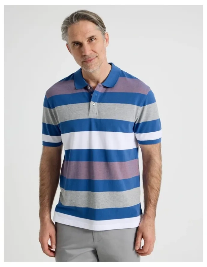 Regatta Birdseye Multi Stripe Polo in Coral