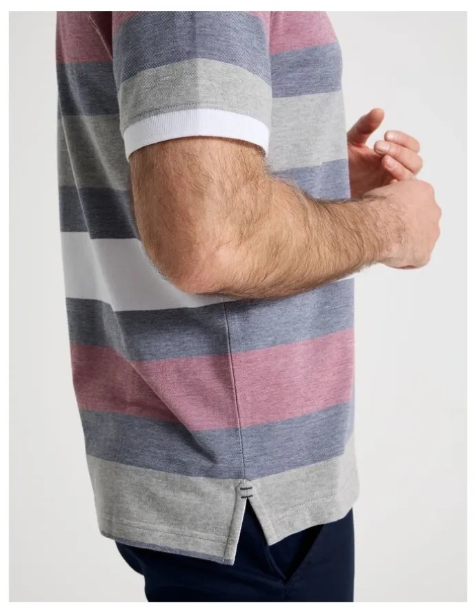 Regatta Birdseye Multi Stripe Polo in Red