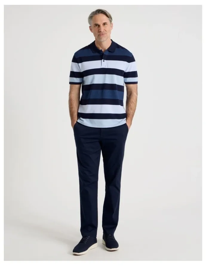 Regatta Birdseye Multi Stripe Polo in Navy