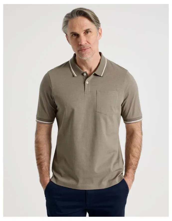 Regatta Contrast Tipping Jersey Polo in Taupe