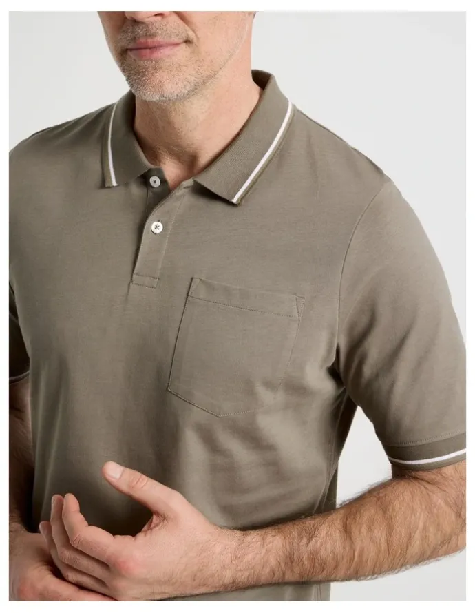 Regatta Contrast Tipping Jersey Polo in Taupe