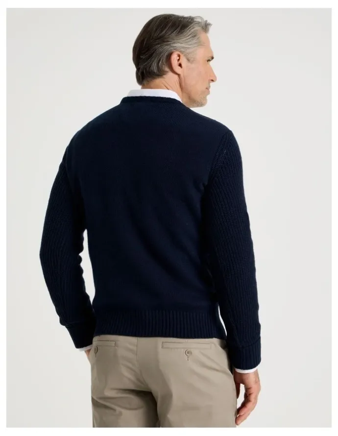 Regatta Crew Neck Cable Knit in Navy