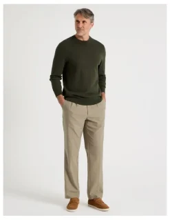 Regatta Crew Neck Cotton Cashmere Blend Knit in Khaki