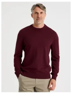 Regatta Crew Neck Cotton Cashmere Blend Knit in Burgundy