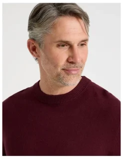 Regatta Crew Neck Cotton Cashmere Blend Knit in Burgundy