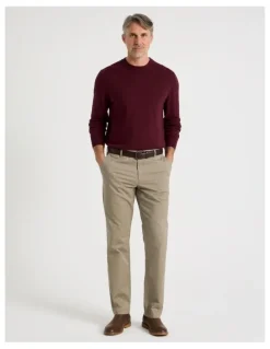 Regatta Crew Neck Cotton Cashmere Blend Knit in Burgundy