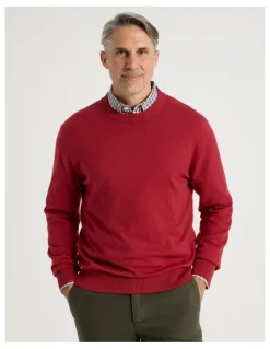 Regatta Crew Neck Cotton Cashmere Blend Knit in Red