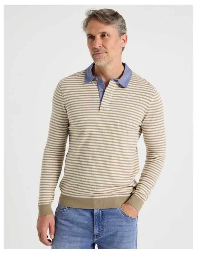 Regatta Knitted Rugby Polo in Taupe