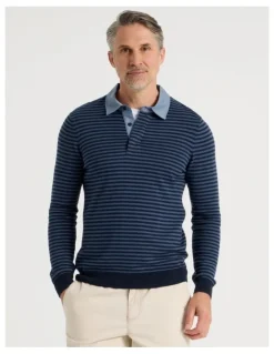 Regatta Knitted Rugby Polo in Navy