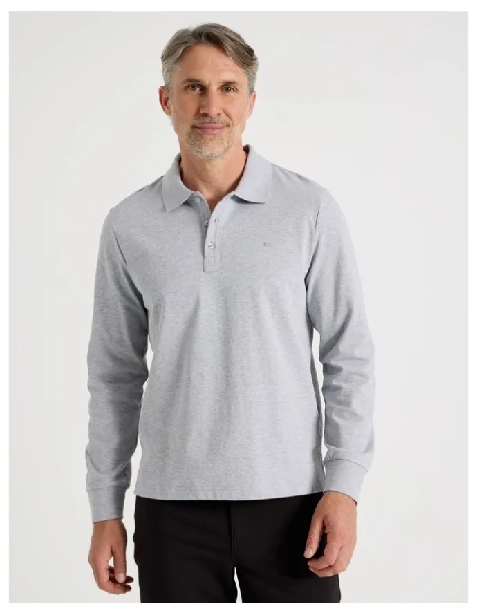 Regatta Long Sleeve Pique Polo in Grey